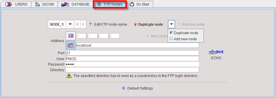 Configuration FTP Nodes